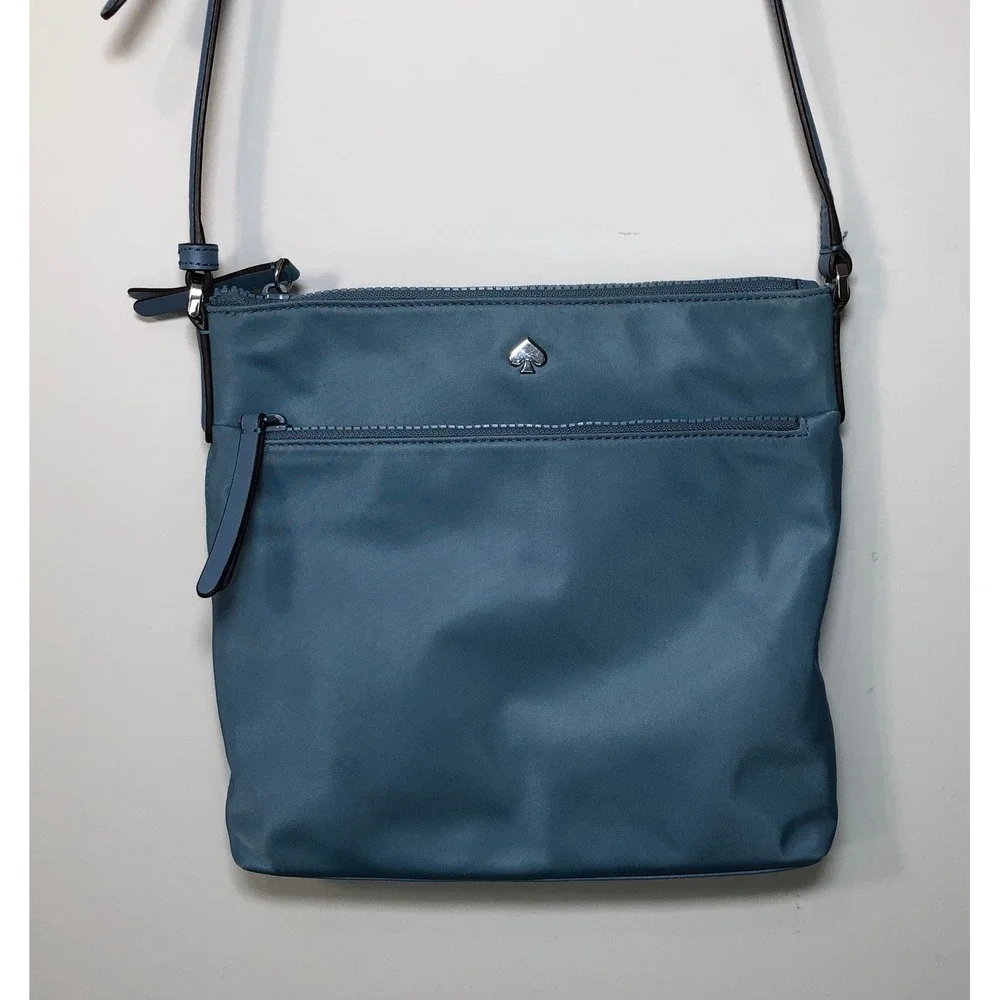 Kate Spade Jae Flat Crossbody Women Blue Nylon Travel Bag Purse WKRU6612
